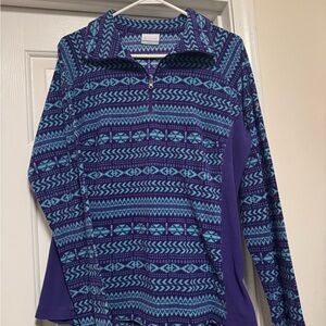Columbia Purple and Blue Patterned Quarter-Zip Pullover